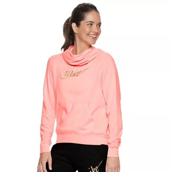pink nike funnel neck hoodie